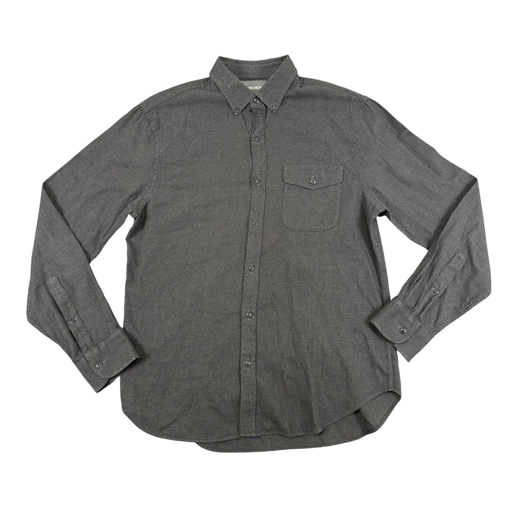 Bonobos Button Down Flannel Shirt Mens Medium Standard Fit Dark Gray Long Sleeve